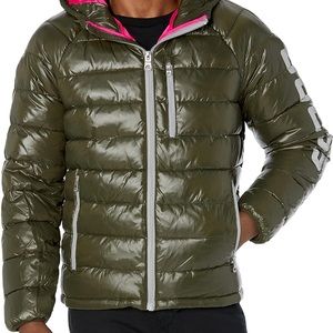 Green and pink guess winter puffer jacket size large